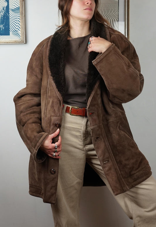 Montone shearling vintage caffè