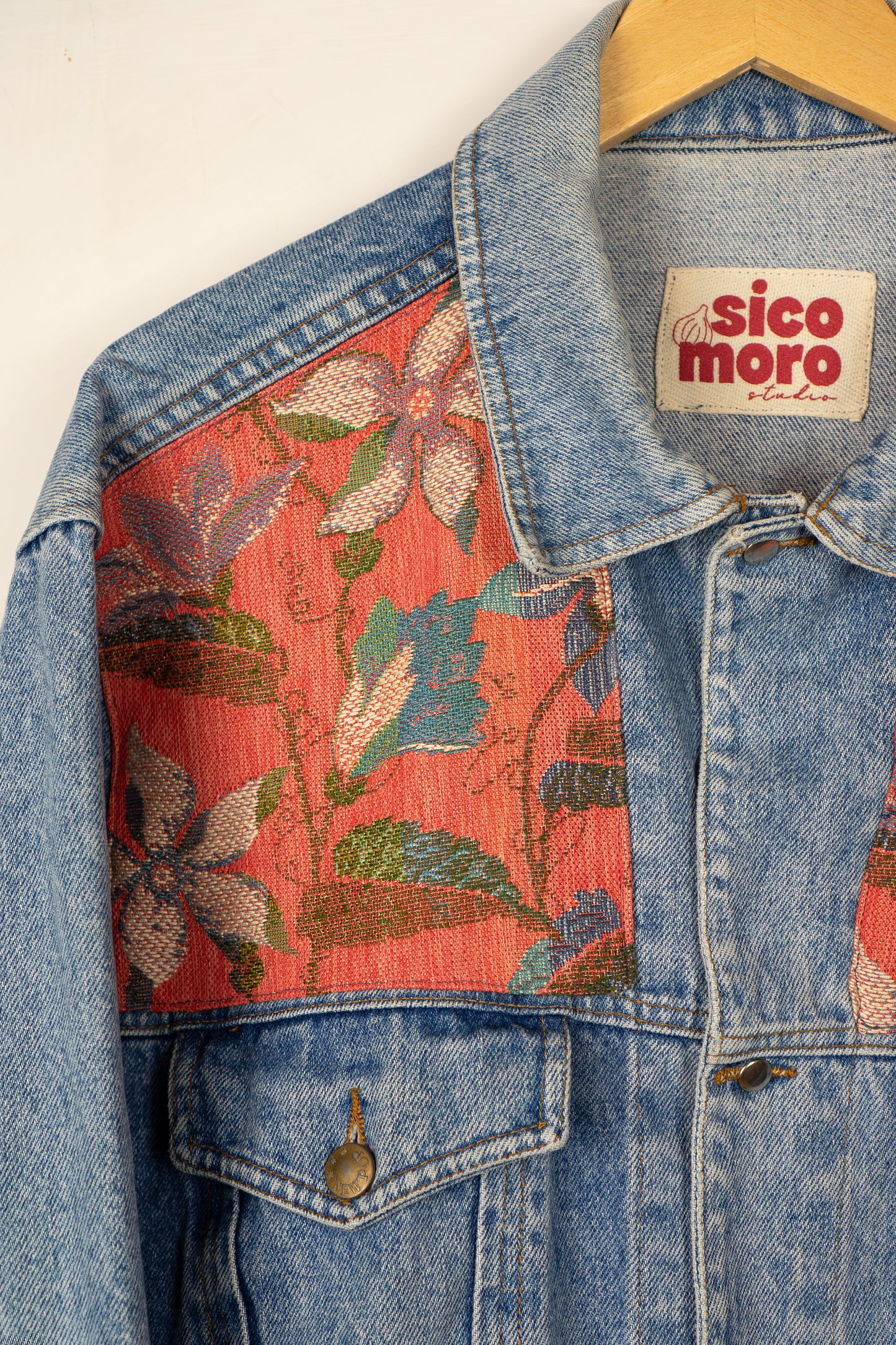 Light Denim Jacket - Woven Branches