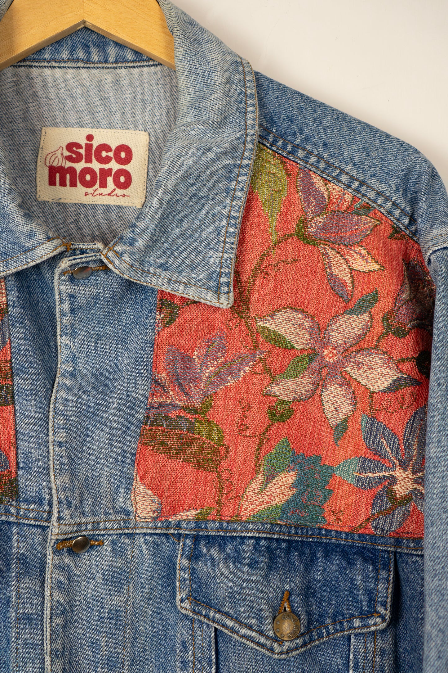 Light Denim Jacket - Woven Branches