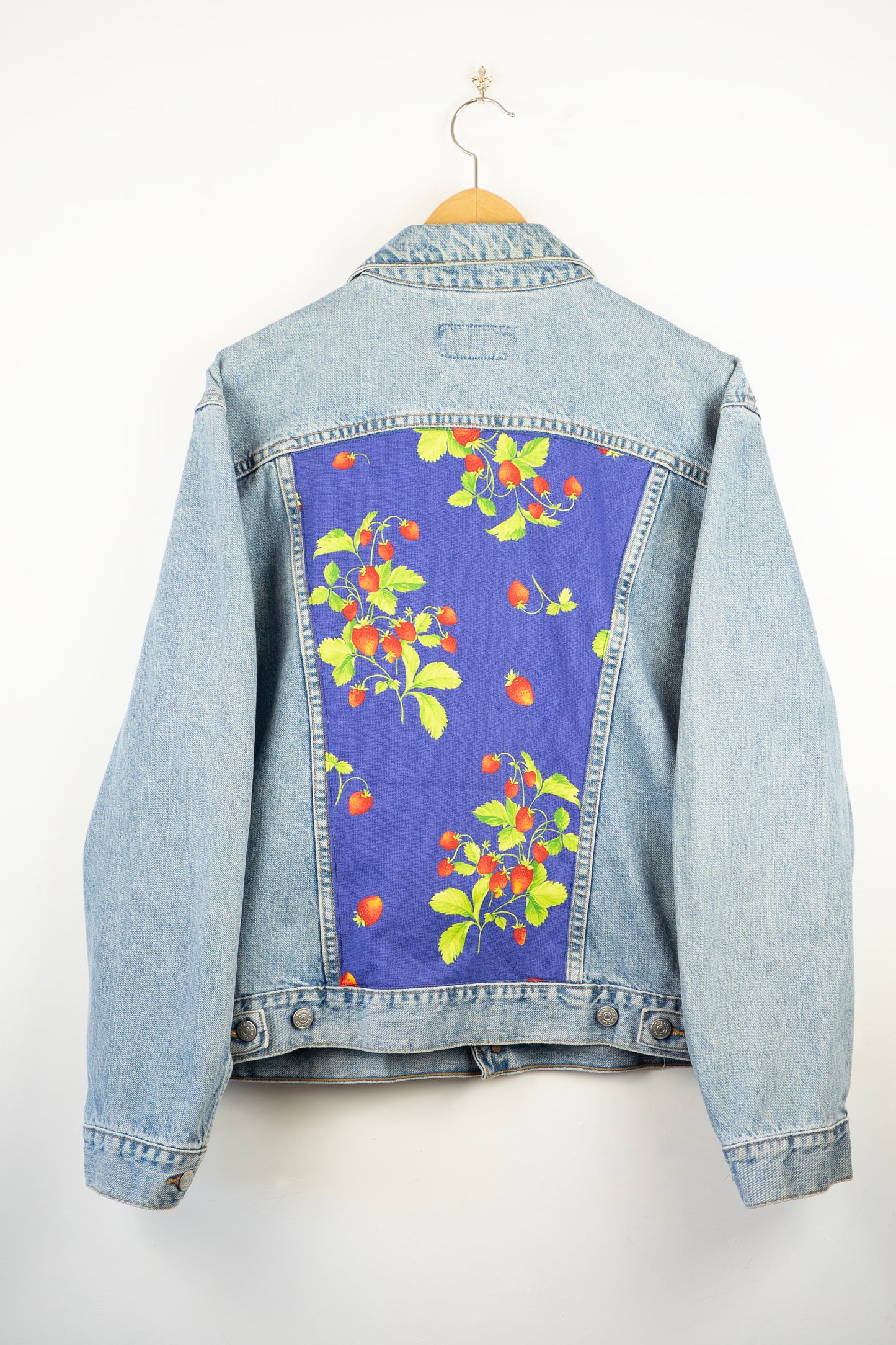 Shared Table: Wild Strawberries - custom denim jacket